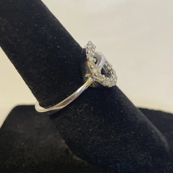 Teardrop Swirl Silver Tone Clear Stone Pinky Ring Size 4.75 Small Sparkle Child - Picture 5 of 12